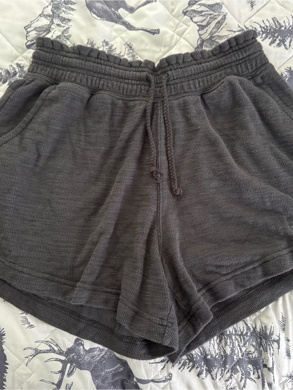 aerie Dark Charcoal Knit Drawstring Lounge Shorts